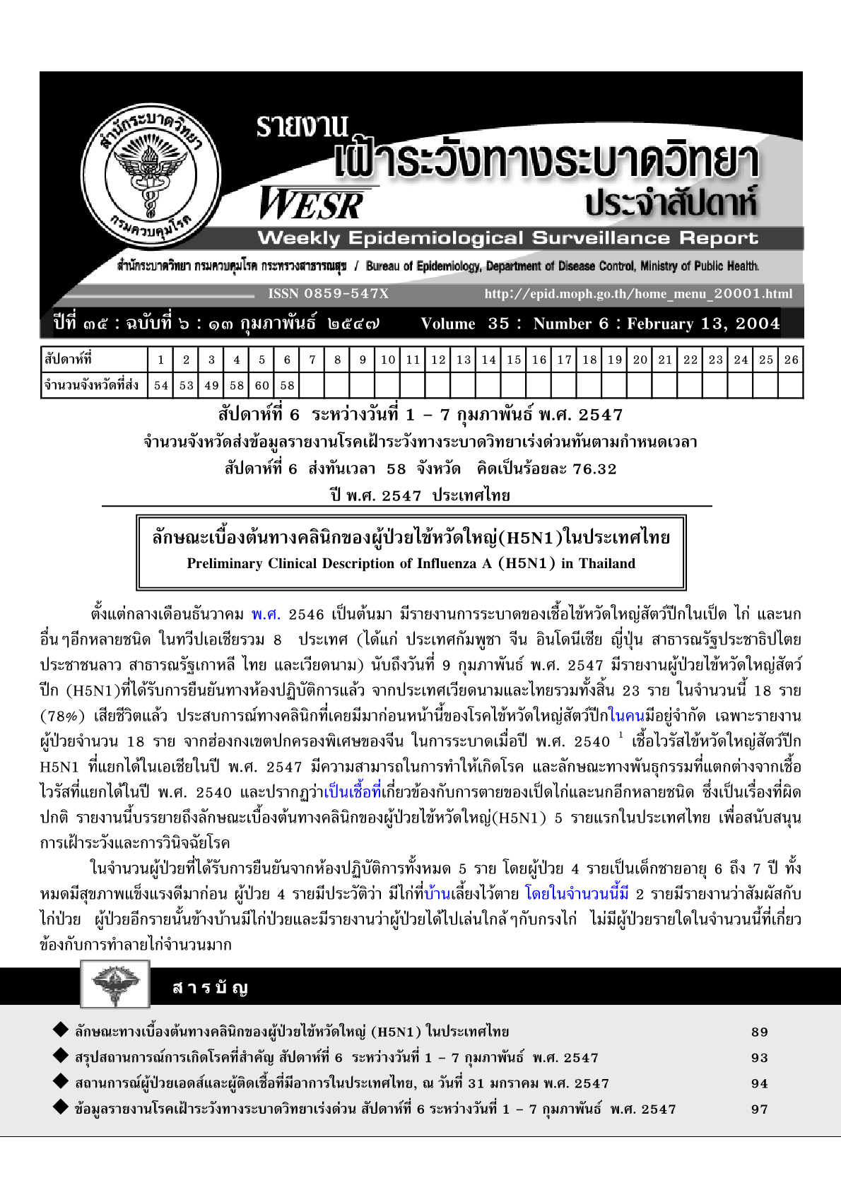 					View Vol. 35 No. 6 (2004): 6th week - 2004
				